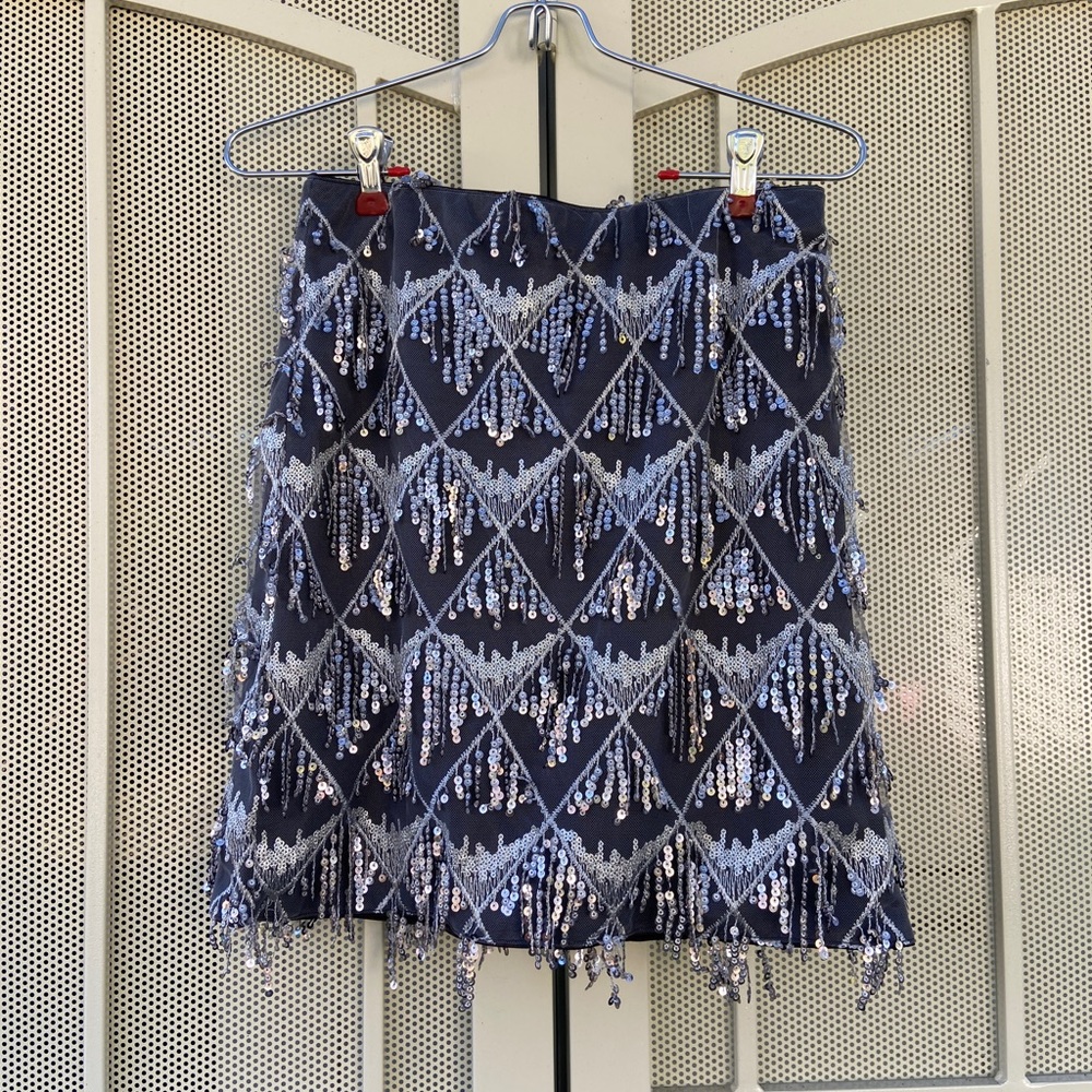Silver Sequined Mini Skirt